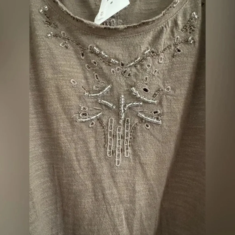 NWT Free People Women's Olive Green Ruffle Sleeve Top Size M - Picture 5 of 5